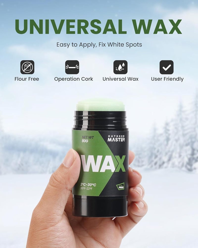 OutdoorMaster Update Rub-on Ski Snowboard Wax, 80g Universal Portable Cross-Country Wax for Universal Temperature, Easy Operation, Quick Waxing for Outdoors - Image 3